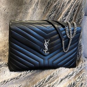 YSL LOULOU LARGE CHAIN BAG IN QUILTED "Y" LEATHER